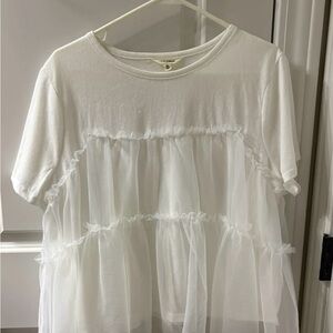 Lucky Brand Tee with Tulle Ruffles